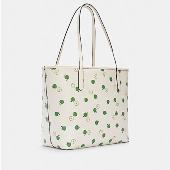 Coach Leather City Tote With Apple Print - Picture 3 of 7